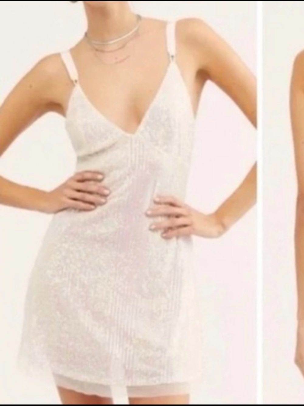 Free People Sparkle Mesh Slip Dress - White
